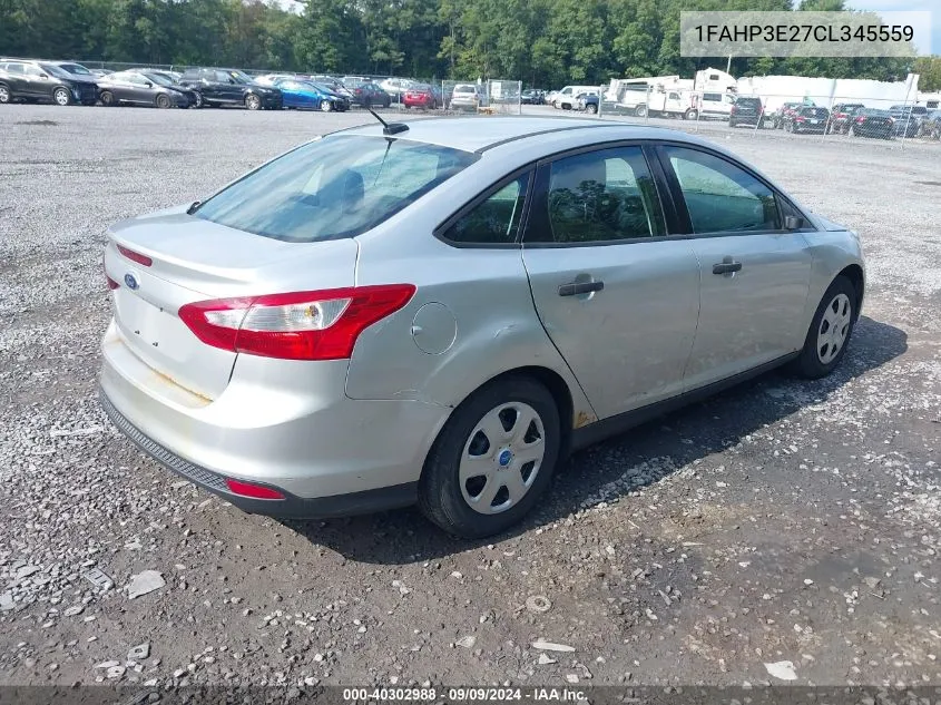 2012 Ford Focus S VIN: 1FAHP3E27CL345559 Lot: 40302988