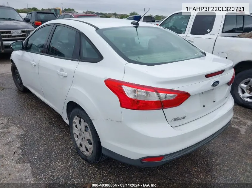 2012 Ford Focus Se VIN: 1FAHP3F22CL320731 Lot: 40306854