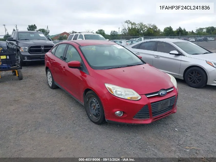 2012 Ford Focus Se VIN: 1FAHP3F24CL241836 Lot: 40319006