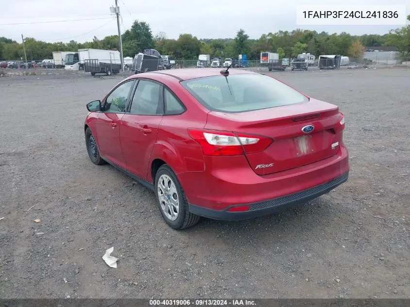 1FAHP3F24CL241836 2012 Ford Focus Se