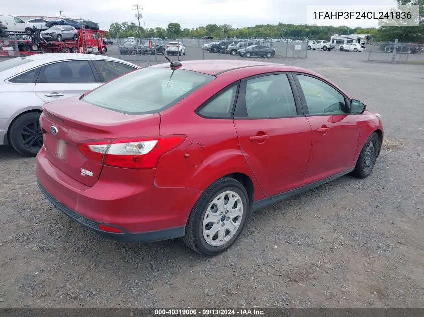 1FAHP3F24CL241836 2012 Ford Focus Se