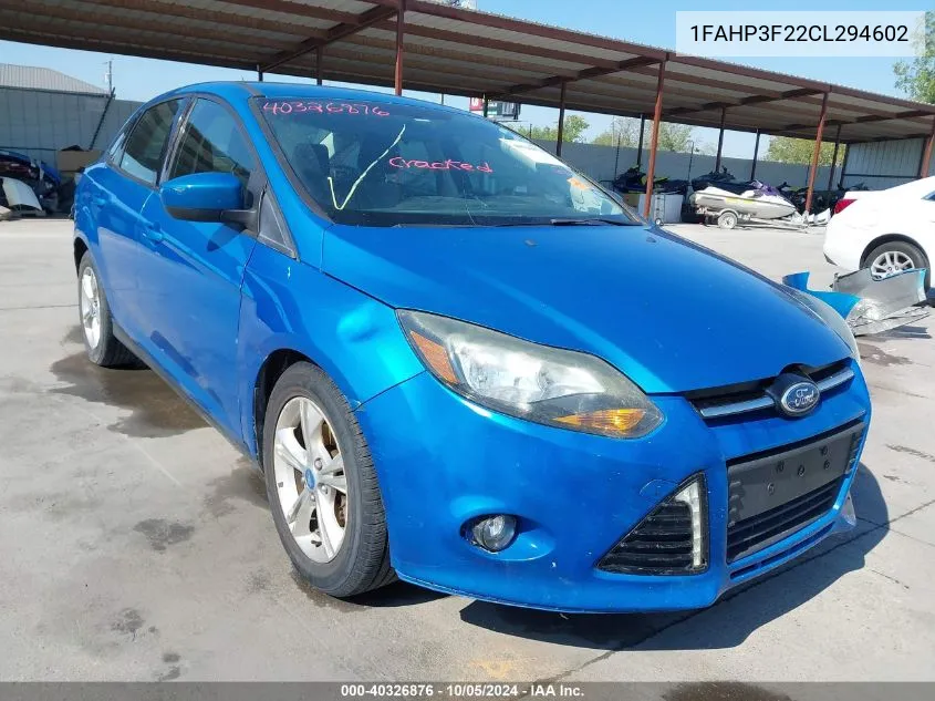 2012 Ford Focus Se VIN: 1FAHP3F22CL294602 Lot: 40326876