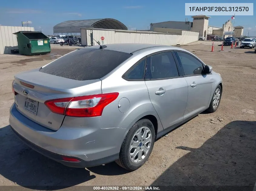 2012 Ford Focus Se VIN: 1FAHP3F28CL312570 Lot: 40329262