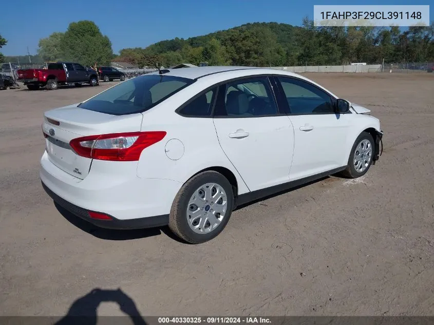 2012 Ford Focus Se VIN: 1FAHP3F29CL391148 Lot: 40330325