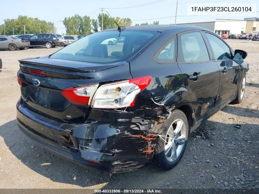 2012 Ford Focus Se VIN: 1FAHP3F23CL260104 Lot: 40333906