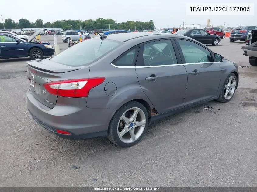 2012 Ford Focus Titanium VIN: 1FAHP3J22CL172006 Lot: 40339714