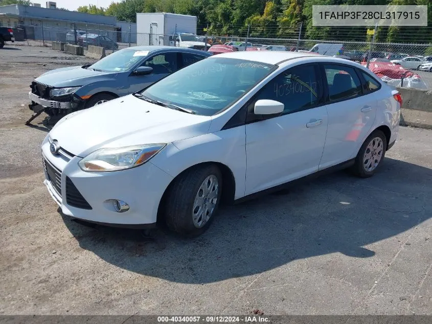 2012 Ford Focus Se VIN: 1FAHP3F28CL317915 Lot: 40340057