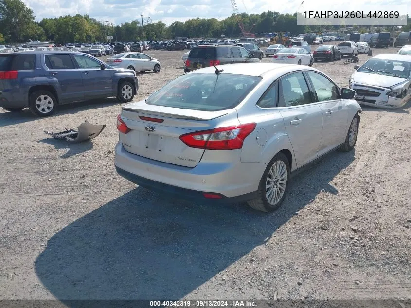 2012 Ford Focus Titanium VIN: 1FAHP3J26CL442869 Lot: 40342319