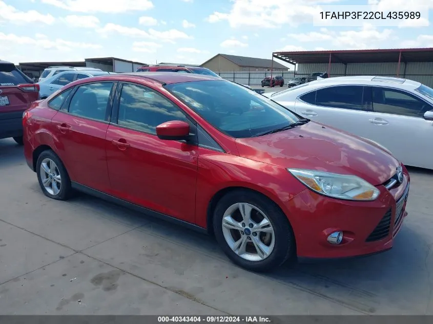 2012 Ford Focus Se VIN: 1FAHP3F22CL435989 Lot: 40343404