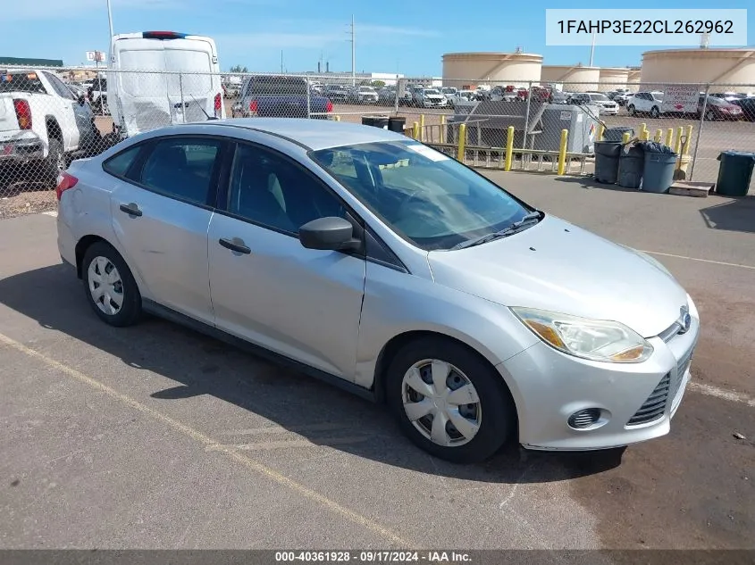 1FAHP3E22CL262962 2012 Ford Focus S