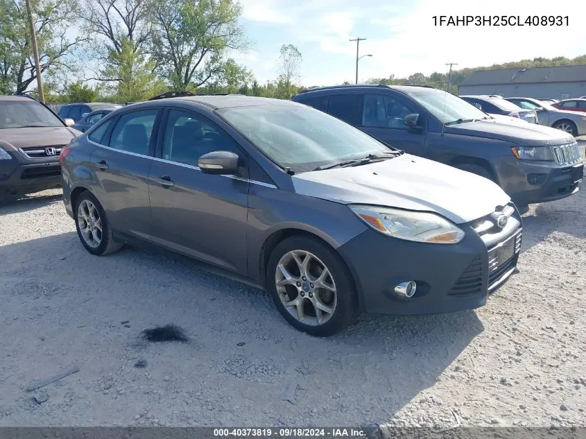 2012 Ford Focus Sel VIN: 1FAHP3H25CL408931 Lot: 40373819