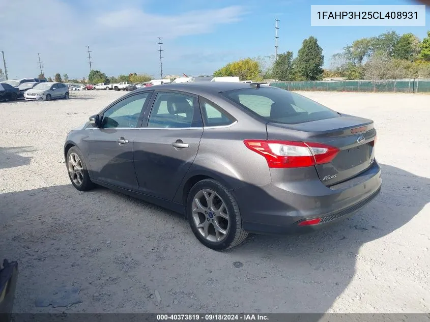 2012 Ford Focus Sel VIN: 1FAHP3H25CL408931 Lot: 40373819