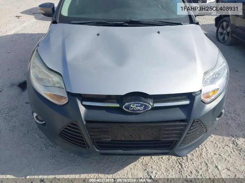 2012 Ford Focus Sel VIN: 1FAHP3H25CL408931 Lot: 40373819