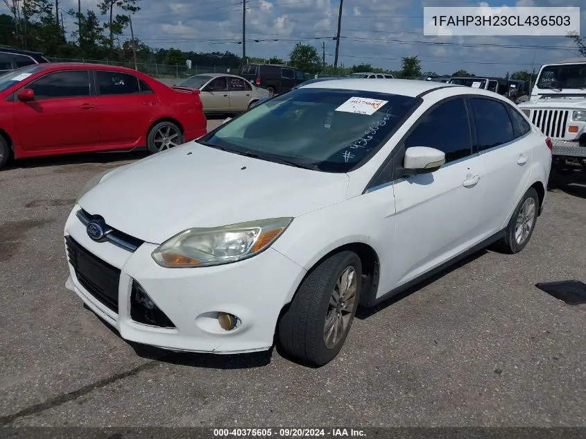 2012 Ford Focus Sel VIN: 1FAHP3H23CL436503 Lot: 40375605