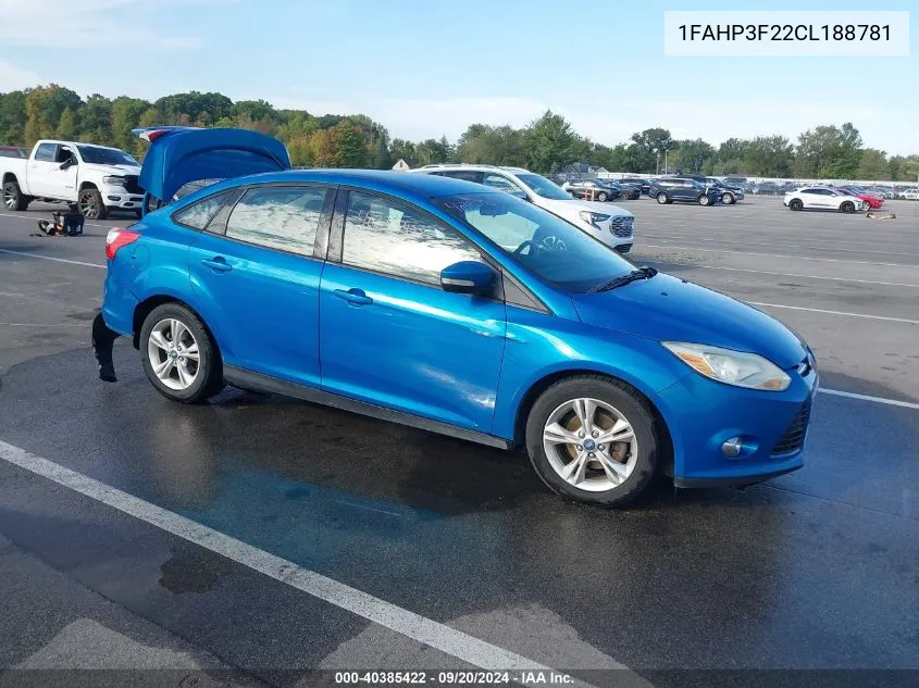 2012 Ford Focus Se VIN: 1FAHP3F22CL188781 Lot: 40385422