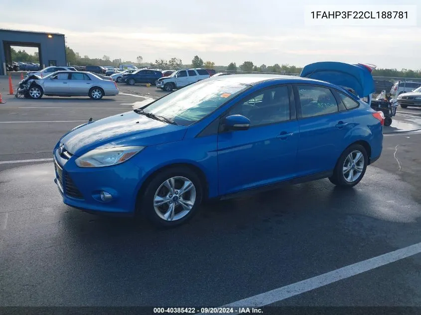 2012 Ford Focus Se VIN: 1FAHP3F22CL188781 Lot: 40385422