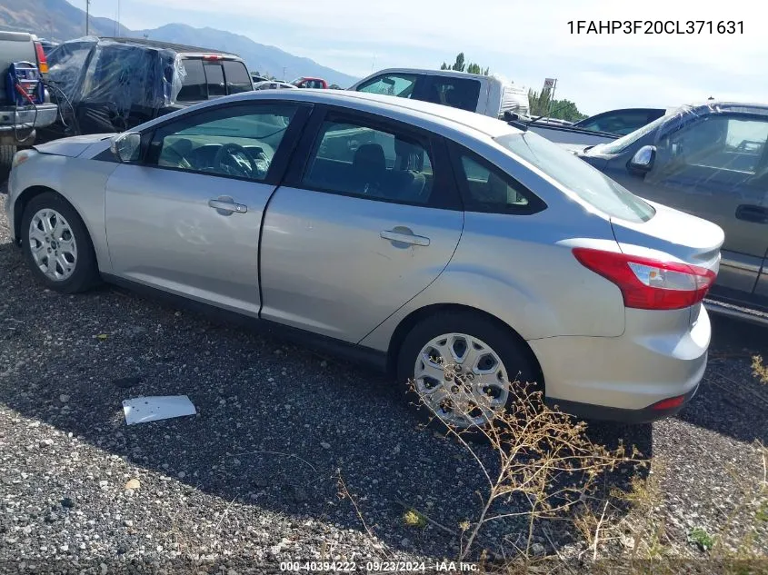 2012 Ford Focus Se VIN: 1FAHP3F20CL371631 Lot: 40394222