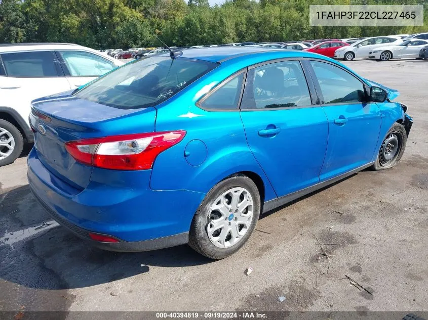 2012 Ford Focus Se VIN: 1FAHP3F22CL227465 Lot: 40394819