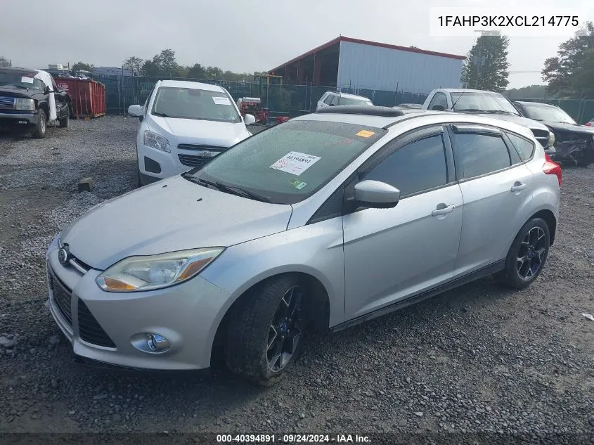 2012 Ford Focus Se VIN: 1FAHP3K2XCL214775 Lot: 40394891