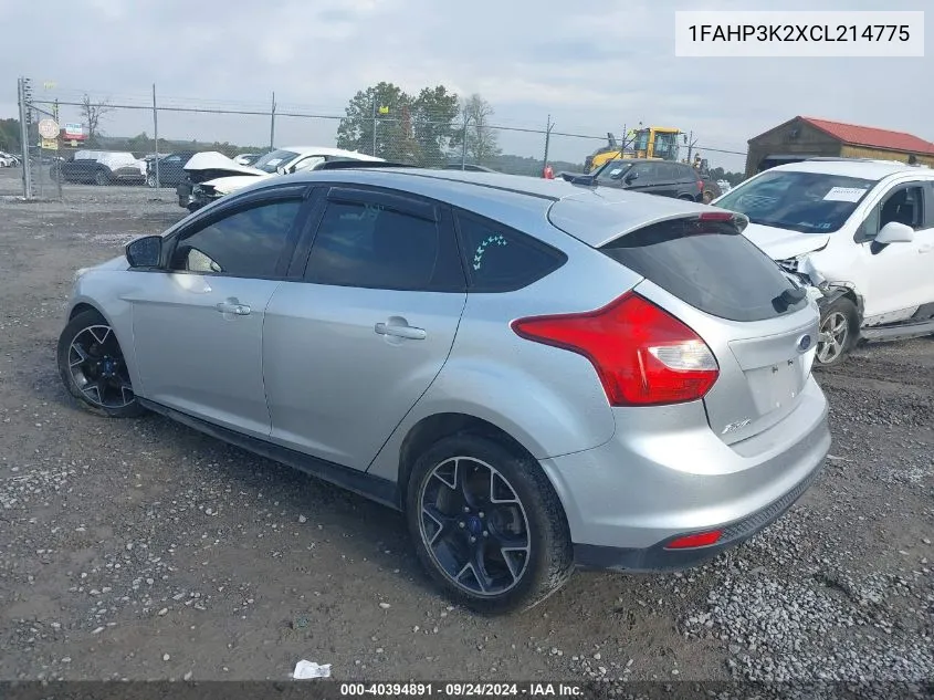 2012 Ford Focus Se VIN: 1FAHP3K2XCL214775 Lot: 40394891