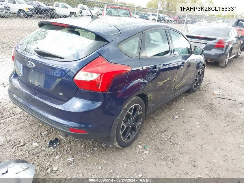 2012 Ford Focus Se VIN: 1FAHP3K28CL153331 Lot: 40395514