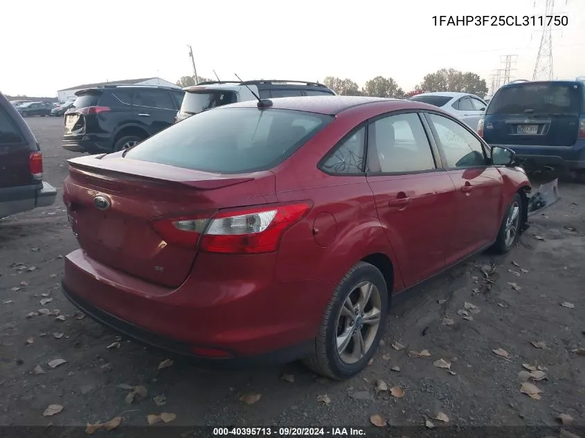 2012 Ford Focus Se VIN: 1FAHP3F25CL311750 Lot: 40395713