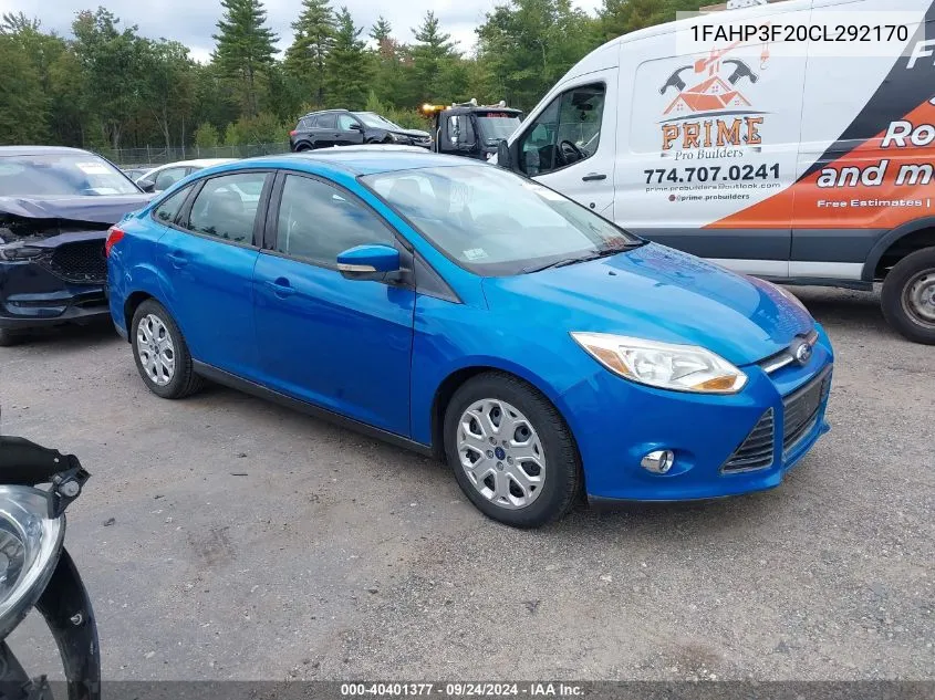 2012 Ford Focus Se VIN: 1FAHP3F20CL292170 Lot: 40401377