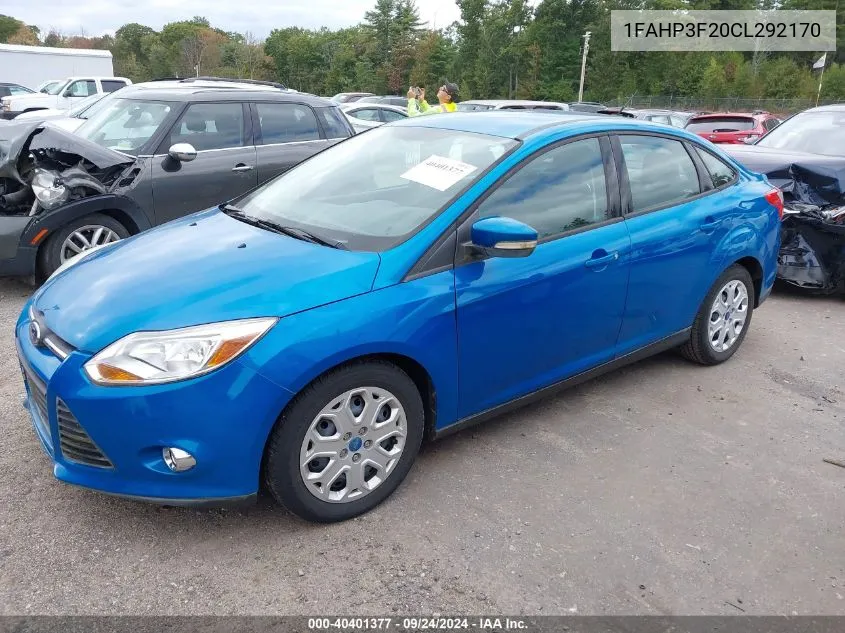 2012 Ford Focus Se VIN: 1FAHP3F20CL292170 Lot: 40401377