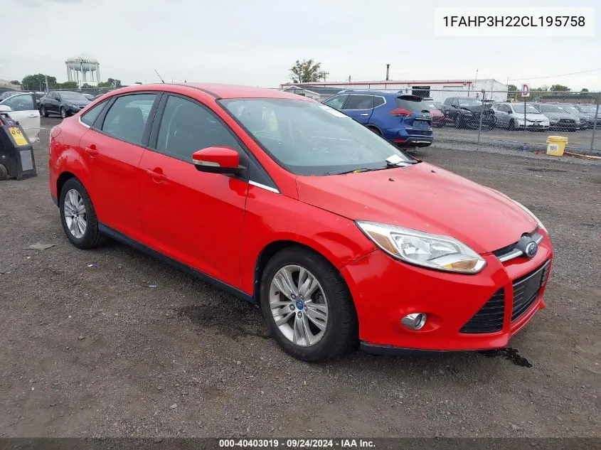 2012 Ford Focus Sel VIN: 1FAHP3H22CL195758 Lot: 40403019