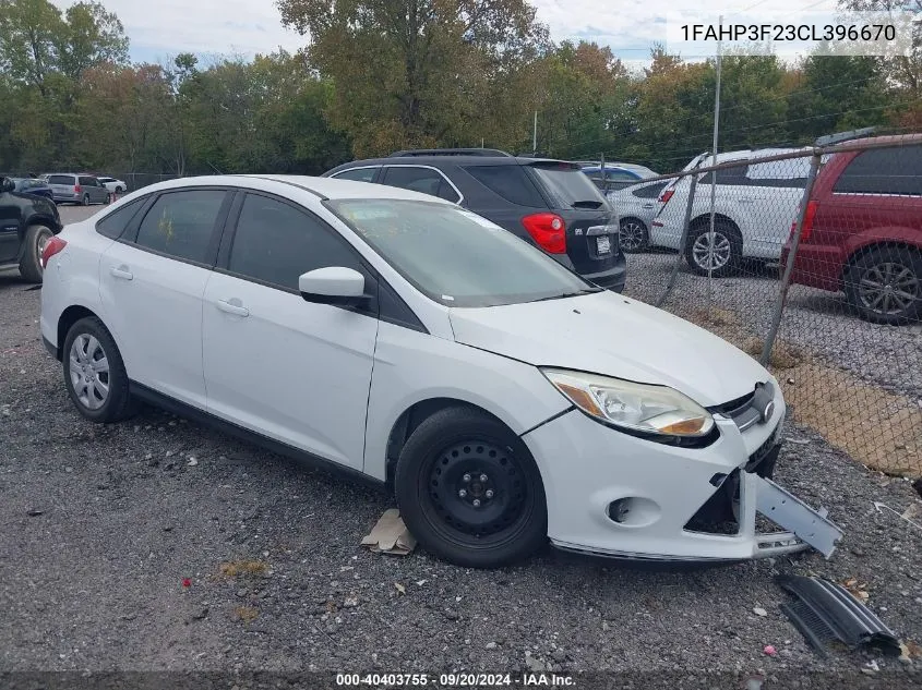 2012 Ford Focus Se VIN: 1FAHP3F23CL396670 Lot: 40403755