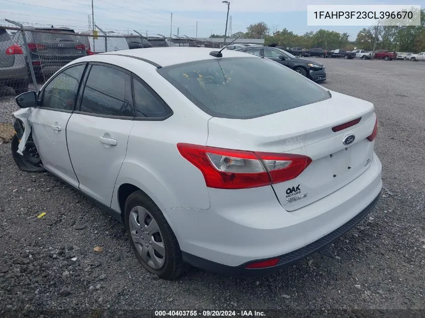 2012 Ford Focus Se VIN: 1FAHP3F23CL396670 Lot: 40403755