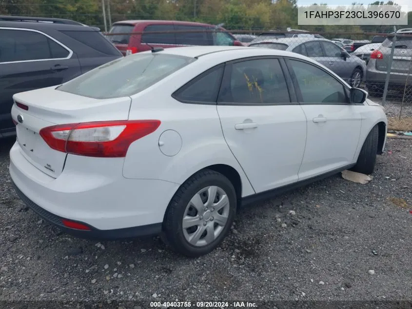 2012 Ford Focus Se VIN: 1FAHP3F23CL396670 Lot: 40403755