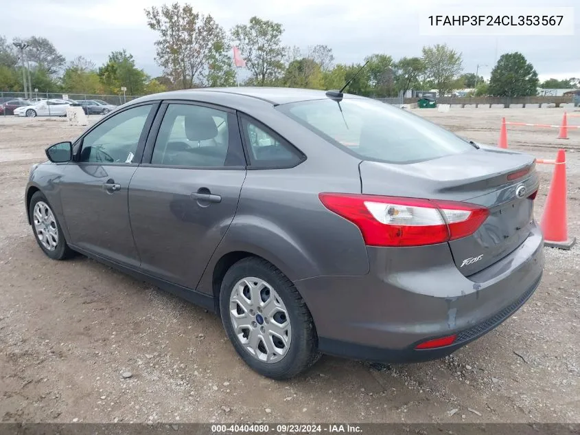 2012 Ford Focus Se VIN: 1FAHP3F24CL353567 Lot: 40404080