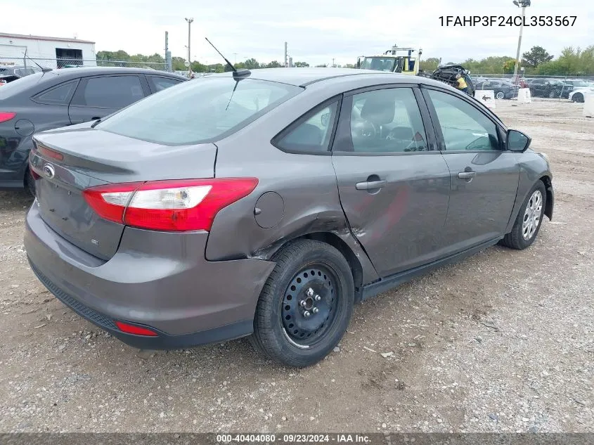 2012 Ford Focus Se VIN: 1FAHP3F24CL353567 Lot: 40404080