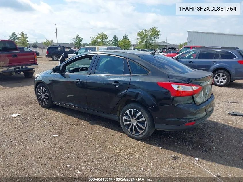 2012 Ford Focus Se VIN: 1FAHP3F2XCL361754 Lot: 40413314