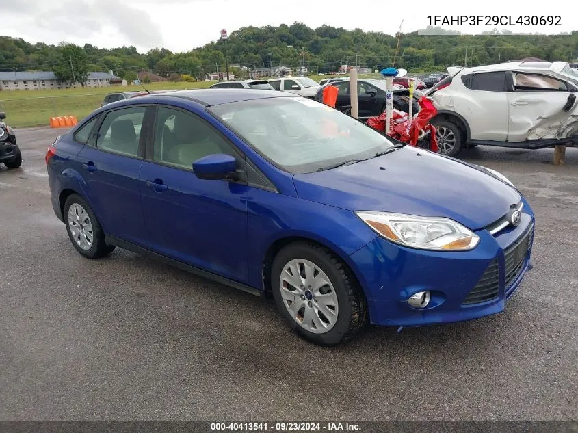 2012 Ford Focus Se VIN: 1FAHP3F29CL430692 Lot: 40413541