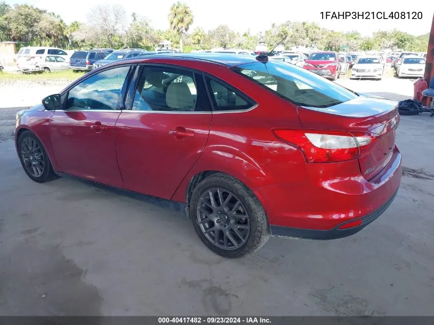 2012 Ford Focus Sel VIN: 1FAHP3H21CL408120 Lot: 40417482