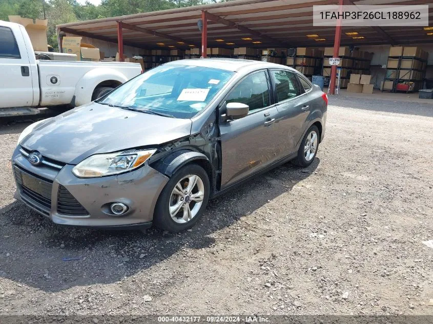 2012 Ford Focus Se VIN: 1FAHP3F26CL188962 Lot: 40432177