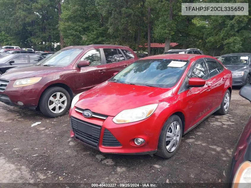 2012 Ford Focus Se VIN: 1FAHP3F20CL335650 Lot: 40433227