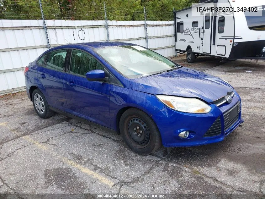 2012 Ford Focus Se VIN: 1FAHP3F27CL349402 Lot: 40434512