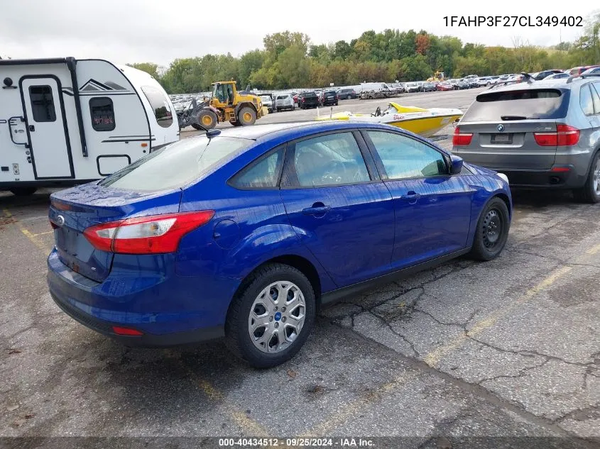 2012 Ford Focus Se VIN: 1FAHP3F27CL349402 Lot: 40434512