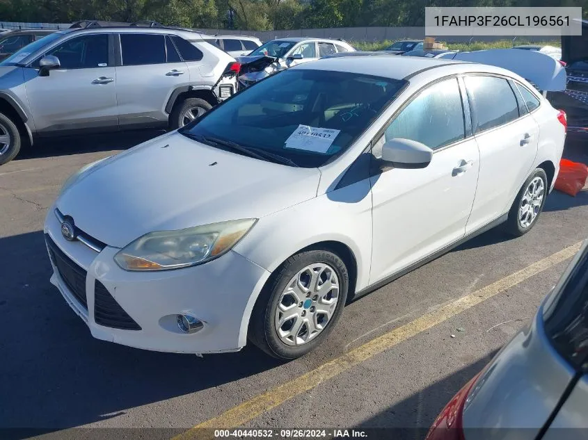 2012 Ford Focus Se VIN: 1FAHP3F26CL196561 Lot: 40440532