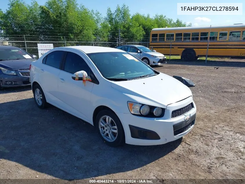 2012 Ford Focus Se VIN: 1FAHP3K27CL278594 Lot: 40443214