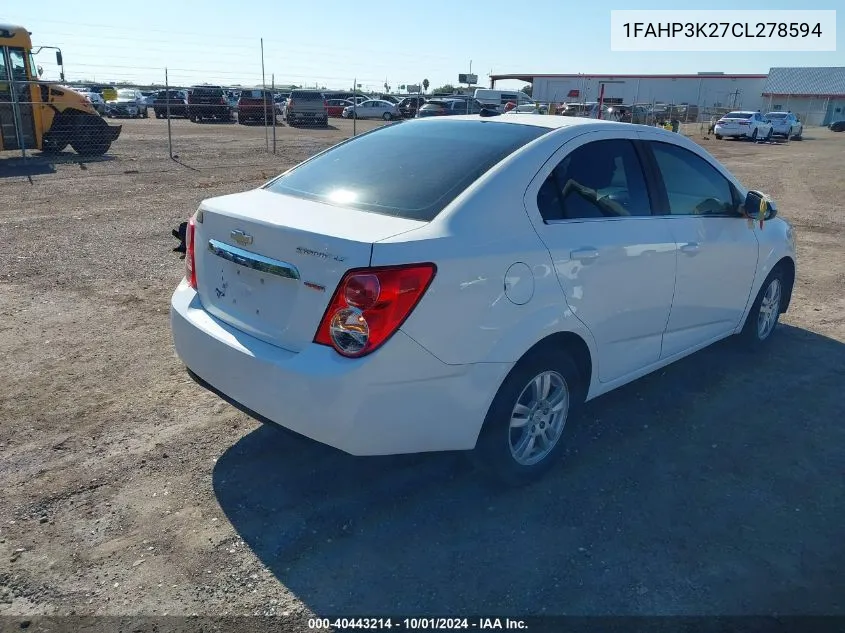 2012 Ford Focus Se VIN: 1FAHP3K27CL278594 Lot: 40443214