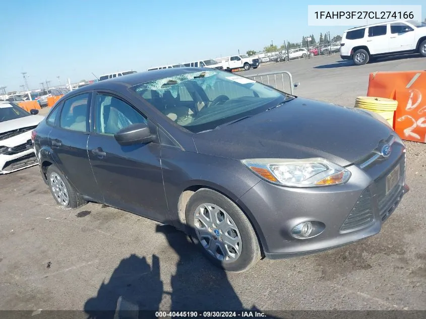 2012 Ford Focus Se VIN: 1FAHP3F27CL274166 Lot: 40445190