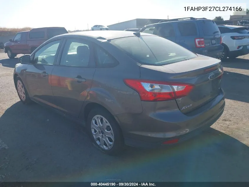 2012 Ford Focus Se VIN: 1FAHP3F27CL274166 Lot: 40445190