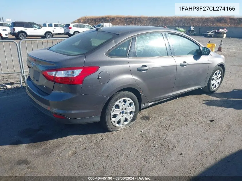 2012 Ford Focus Se VIN: 1FAHP3F27CL274166 Lot: 40445190