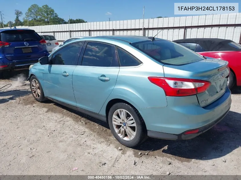 2012 Ford Focus Sel VIN: 1FAHP3H24CL178153 Lot: 40450156