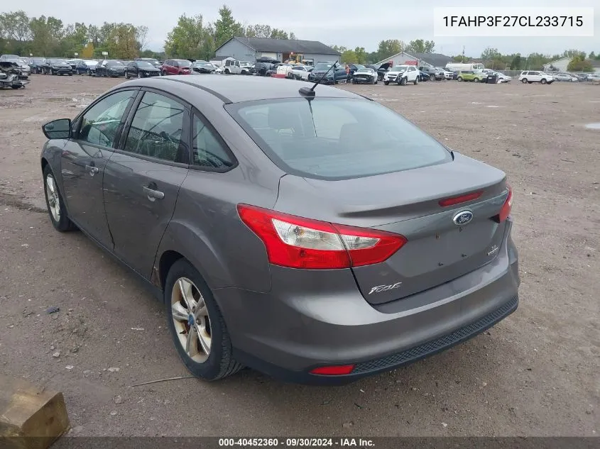 2012 Ford Focus Se VIN: 1FAHP3F27CL233715 Lot: 40452360