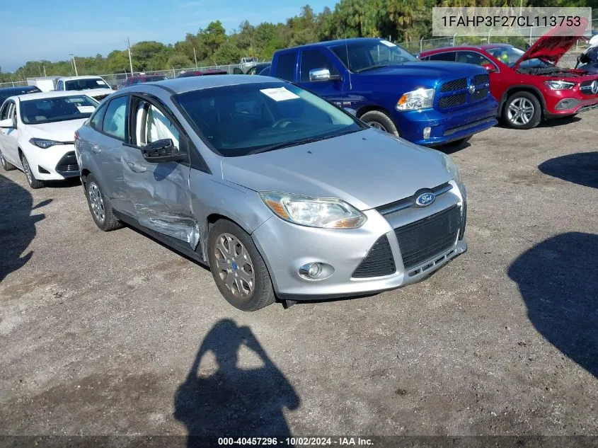 2012 Ford Focus Se VIN: 1FAHP3F27CL113753 Lot: 40457296